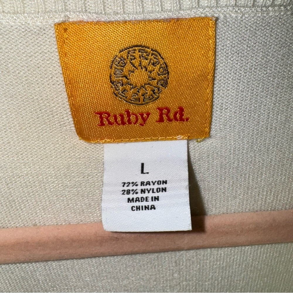 Ruby Rd. Cream Cowl Neck Sweater with Fringe - Picture 4 of 5